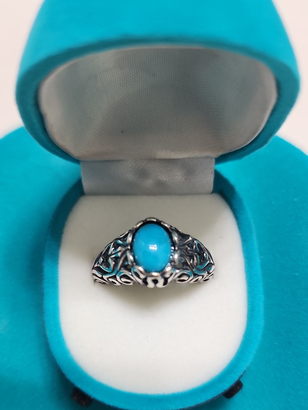 Sterling Silver Turquoise Cabochon Ring - Blue